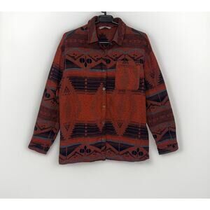 Mens Mountain and Isle Aztec Western Flannel Cotton Button Down  Small